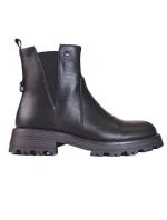 Pohodlné čierne členkové topánky s plochým podpätkom pre ženy Pohodlné čierne členkové topánky s plochým podpätkom pre ženy