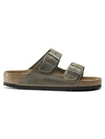 Dámske/pánske žabky Birkenstock Arizona Soft Footbed Oiled Leather Narrow Faded Khaki (1019377)