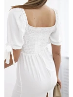 Šaty s viazanými rukávmi ecru