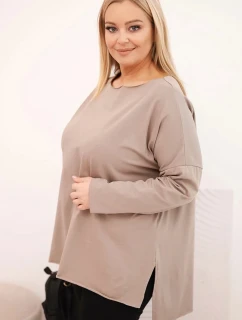 Dámske bavlnené Plus veľkosť asymetrické blúzka s dlhým rukávom Fango