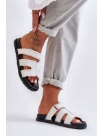 Damskie Klapki Materiałowe Na Rzep Białe Lamirose