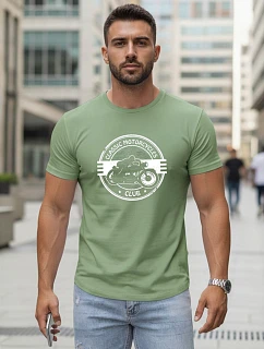 Pánske bavlnené tričko s potlačou motýľa svetlozelené FashionStreet NX5088R