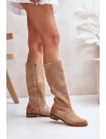 Zamszowe Kozaki Damskie Do Połowy Łydki Na Zamek Lewski 3616 Beżowe Zamszowe Kozaki Damskie Do Połowy Łydki Na Zamek Lewski 3616 Beżowe