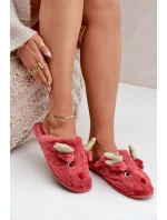 Kapcie Świąteczne Z Motywem Renifera Futrzane Koralowe Asielle