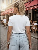 Dámske bavlnené tričko s potlačou, biele, FashionStreet NX8055RY