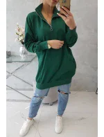 Mikina so zipsom a vreckami zelená