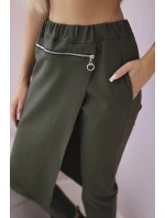 Punto Milano Zimné nohavice s ozdobným zipsom khaki Punto Milano Zimné nohavice s ozdobným zipsom khaki