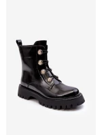 Damskie Ocieplane Botki Z Ozdobnymi Guzikami D&A MR870-51 Czarne