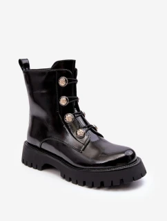 Dámske zateplené čižmy s ozdobnými gombíkmi D&A MR870-51 Black