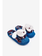 Dziecięce Kapcie Na Grubej Podeszwie z Misiem Niebieskie Dasca