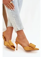 Podpatky s odhalenými patami a mašlí Žluté Eklevia