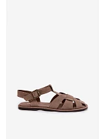 Dámske ploché sandále Natural Suede Big Star TT274250 Beige