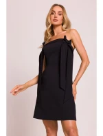M851 Šaty na ramienka s mašľami - čierne