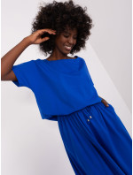 Základné bavlnené maxi šaty kobaltovej farby
