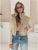 Dámska prešívaná béžová vesta FashionStreet TY5195