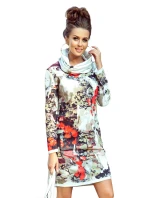 IRENE - Dámske šaty s rolákom a farebným vzorom 282-1