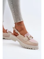 Dámske sandále na podpätku s ozdobou Béžová D&A