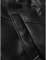 Kožená bunda s veľkým kožušinovým golierom Glakate black (LU98090#) Kožená bunda s veľkým kožušinovým golierom Glakate black (LU98090#)
