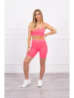 Súprava s nohavicami s vysokým pásom ružovej neónovej farby Súprava s nohavicami s vysokým pásom ružovej neónovej farby