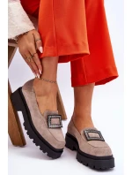 Wygodne Zamszowe Mokasyny Beżowe Agathe