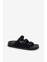 Klapki Damskie Z Paskami I Klamrami Czarne Uliri