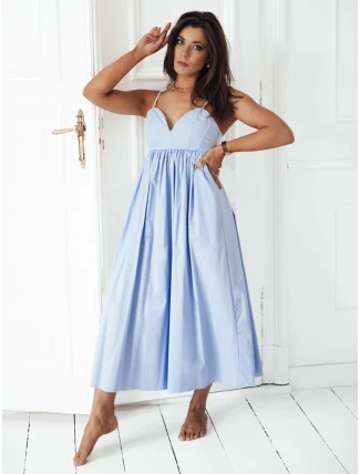 ELIENE modré bavlnené midi šaty FashionStreet EY2441 ELIENE modré bavlnené midi šaty FashionStreet EY2441
