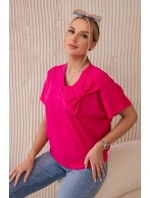 Bavlnená blúzka s ozdobnou fuchsiovou mašľou