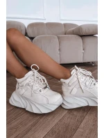 Sneakersy Damskie Skóra Naturalna GOE SS2N4037 Zgaszona Biel