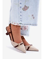 Dámské sandály na podpatku s špičatými nosy hnědo-bežové Felessa