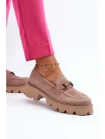 Robustné dámske béžové semišové mokasíny Neloria