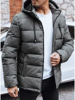 Pánska prešívaná zimná bunda s kapucňou FashionStreet graphite TX5053