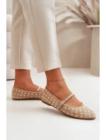 Zdobione Baleriny Z Paskiem Eko Zamszowe Beżowe Tirilissa