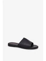 Klapki Damskie Z Eko Skóry Na Płaskim Obcasie Czarne Kalimira