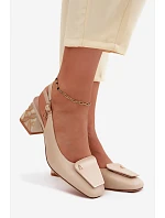 Kožené topánky na podpätku so zdobením Artiker 58C0672 Beige