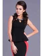 Dámsky elegantný top EMAMODA čierny - Čierna / S - EMAMODA