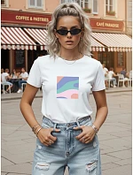 Dámske bavlnené tričko s pastelovým potlačou, biele, FashionStreet NX8048RY Dámske bavlnené tričko s pastelovým potlačou, biele, FashionStreet NX8048RY