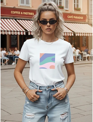 Dámske bavlnené tričko s pastelovým potlačou, biele, FashionStreet NX8048RY Dámske bavlnené tričko s pastelovým potlačou, biele, FashionStreet NX8048RY
