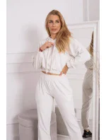 Velúrová súprava s kapucňou ecru