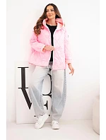 Dámska jarná prešívaná bunda s kapucňou a zipsom candy pink