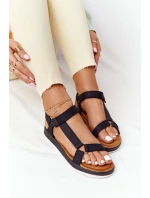Damskie Sandały Na Gumowej Podeszwie Czarne Stranger