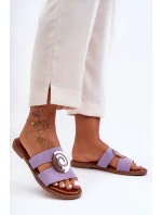 Modne Klapki Z Lustrzaną Ozdobą Fioletowe Deep Breath