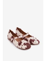 Zdobione Baleriny Damskie Z Paskiem W Łaty Biało-Brązowe Olivisse