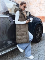 Dámska dlhá prešívaná zelená vesta FashionStreet TY5268