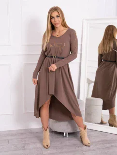 Šaty s ozdobným pásikom a nápisom mocca