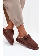 Kapcie Damskie Z Paskiem Ocieplane Futerkiem Czekoladowe Rilena