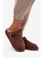 Kapcie Damskie Z Paskiem Ocieplane Futerkiem Czekoladowe Rilena