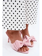 Dámske lodičky na podpätku s mašľou a imitáciou semišu Pink Magnolia Dámske lodičky na podpätku s mašľou a imitáciou semišu Pink Magnolia