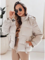 Dámska prešívaná bunda s kapucňou béžová FashionStreet TY5066 Dámska prešívaná bunda s kapucňou béžová FashionStreet TY5066