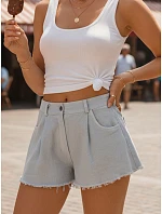 Dámske letné džínsové šortky s voľnou nohavicou sivé FashionStreet SY0534 Dámske letné džínsové šortky s voľnou nohavicou sivé FashionStreet SY0534