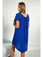 Šaty s viazaním rukávov v chrpovo modrej farbe
